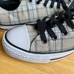 Converse All Star Low Top CT OX Papyrus Black Plaid women size 8 Gray Plaid